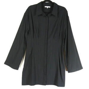 NEW, Reformation Rana Long Sleeve Mini Shirtdress Dress black Size 10 #RF109